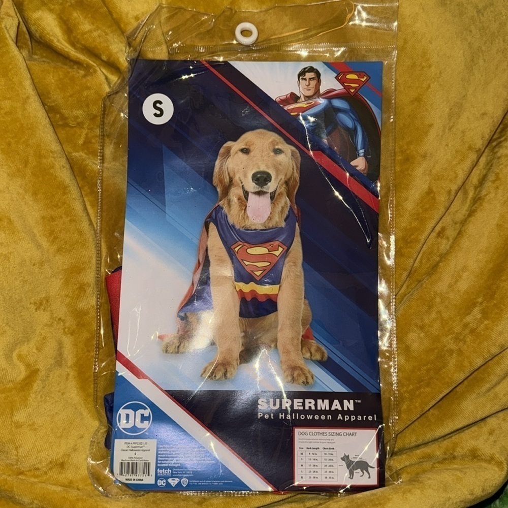 DC Superman Comic Super Hero Cape Pet Apparel Halloween Dog Costume Clothes - Picture 7 of 8
